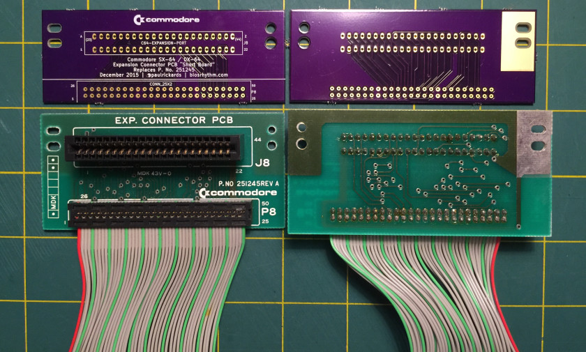 SX-64 Expansion Boards, original and new, front and back views.